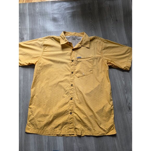 Columbia Mens Yellow Short Sleeve Button-Up Shirt L - Picture 8 of 10